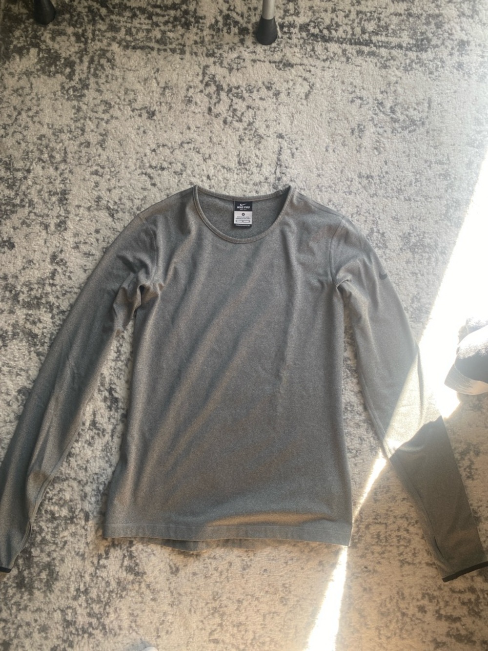 Nike Pro Dri- Fit Gray Long Sleeve Crewneck Top